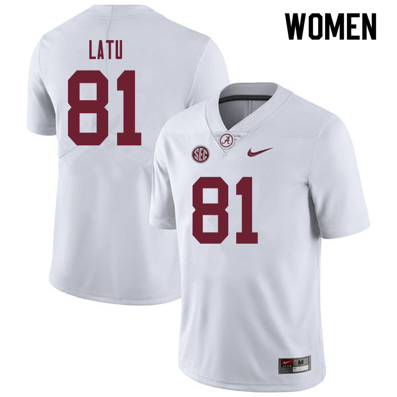 Alabama Crimson Tide Women's Cameron Latu #81 White NCAA Nike Authentic Stitched 2019 College Football Jersey CD16M11YN